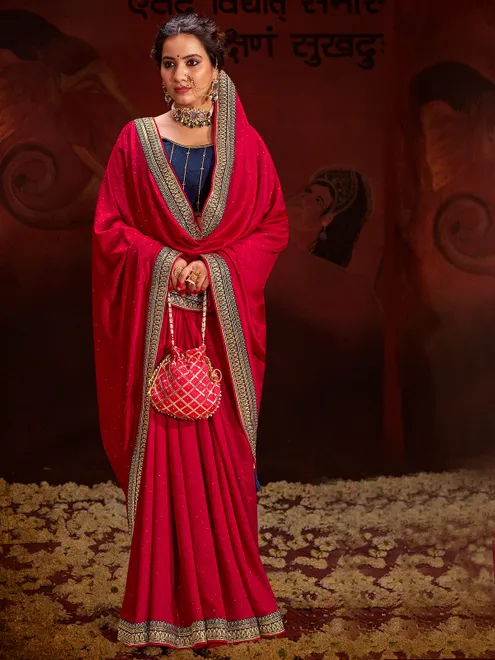 Newest magenta silk saree for festive