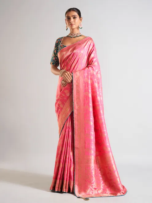 Newest magenta silk wedding wear saree