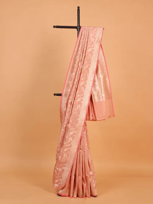 Newest peach banarasi silk saree for wedding