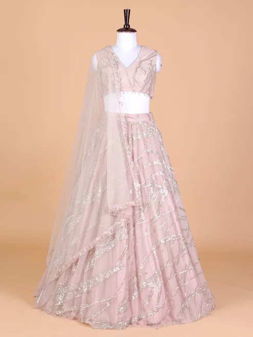 Newest peach net lehenga choli