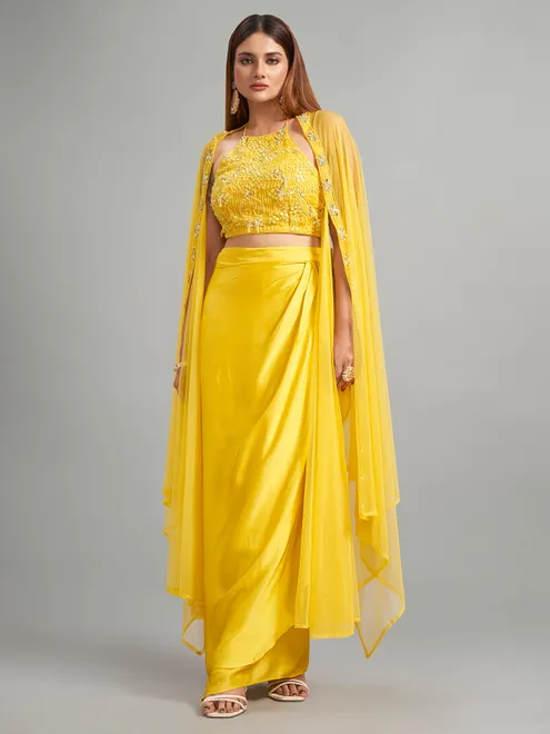 Newest yellow silk designer suit