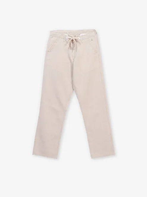 NOSTRUM classic solid beige cotton trackpant