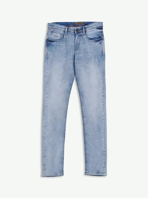 Nostrum sky blue slim fit washed jeans