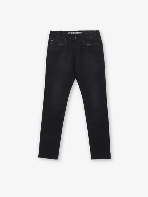 NOSTRUM solid black slim fit denim jeans for men