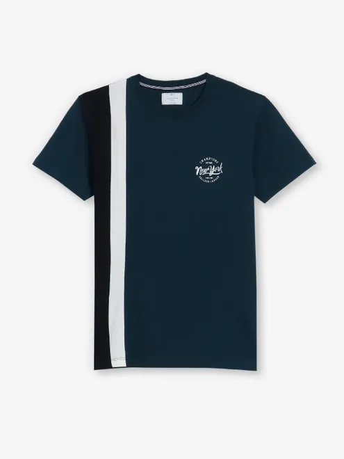 OCTAVE blue color block cotton t-shirt