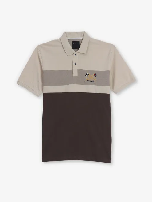 OCTAVE color block beige polo t-shirt
