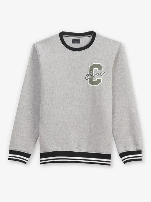 OCTAVE grey plain cotton full sleeve t-shirt