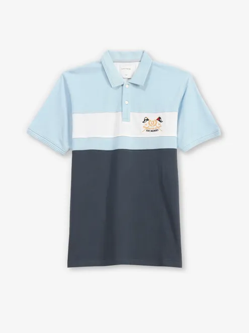 OCTAVE sky blue color block polo t-shirt