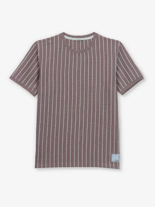 OCTAVE stripe mauve pink cotton stripe t-shirt