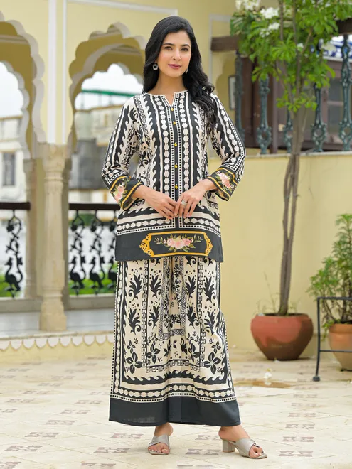 Off White cotton co ord set for women casual wear