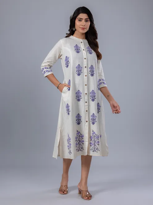 Off white cotton kurti for casual wear