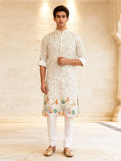 Off white digital printed kurta set