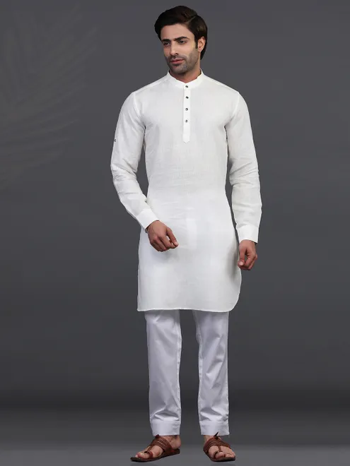 Off white full sleeves kurta pajama for festive