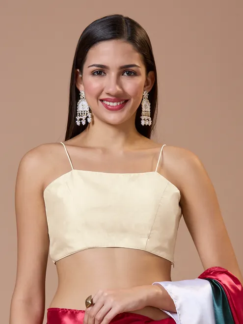 Off white silk comfort fit ready made blouse