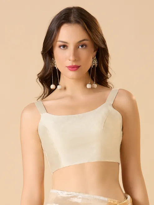 Off white taffeta round neck sleeveless blouse simplicity