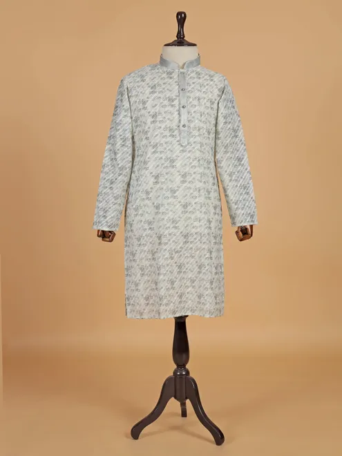 Off white textured cotton silk kurta suit