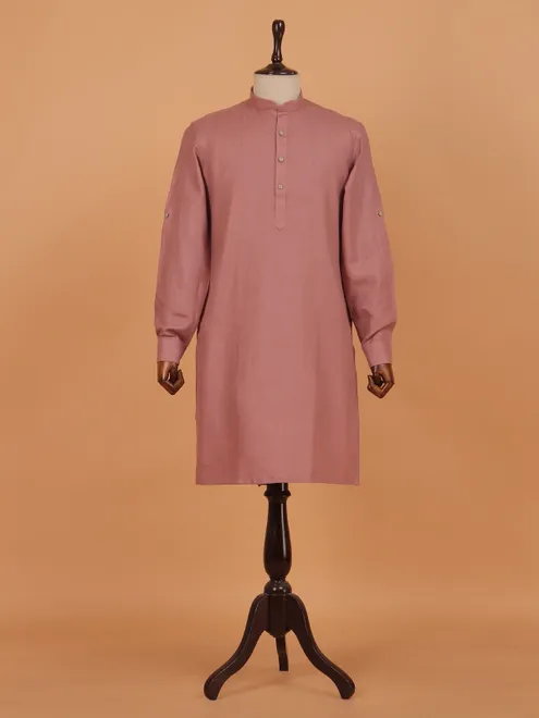Onion pink cotton festive kurta set