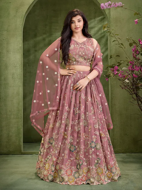 Onion pink designer lehenga choli for girls
