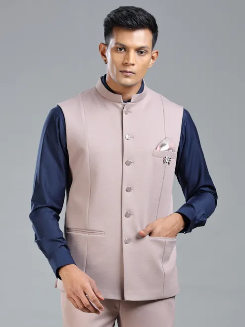 Onion pink festive style waistcoat for men