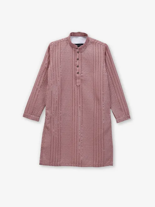 Onion pink georgette kurta set with embroidery work