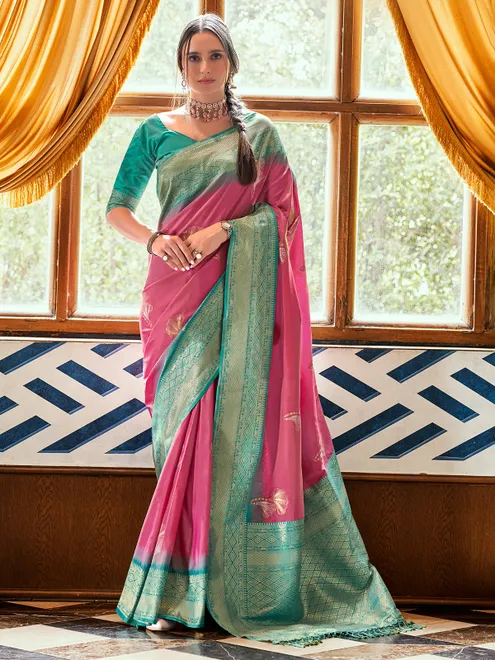 Onion pink patola silk saree for festive