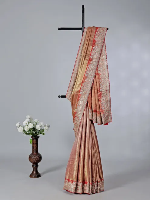 Orange kanjivaram silk wedding wear saree
