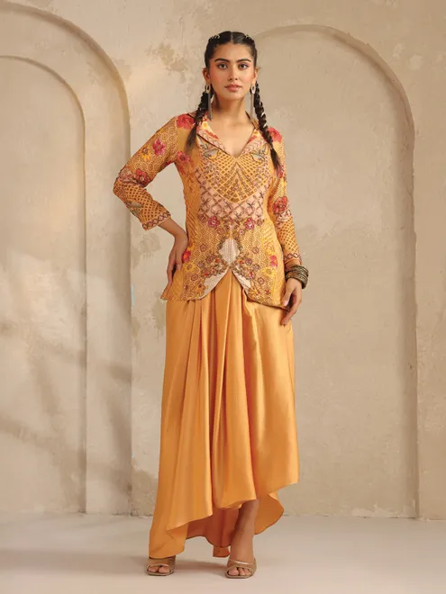 Orange party wear designer suit salwar for women