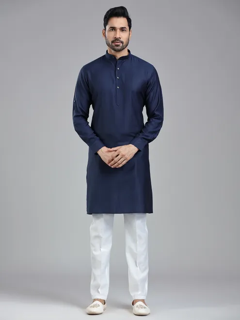 Oxford navy festival kurta suit for men