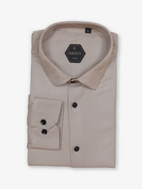 PARIBITO beige texture shirt for party wear
