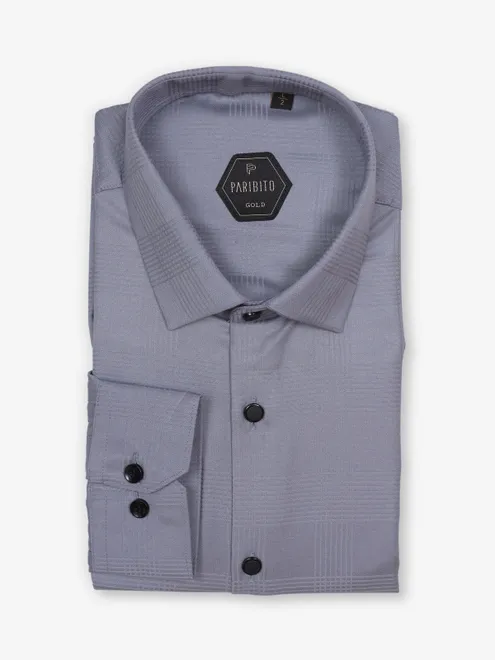 PARIBITO grey cotton silk texture shirt