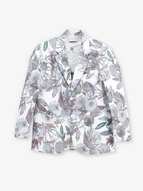 Party blazer for boys in white terry rayon