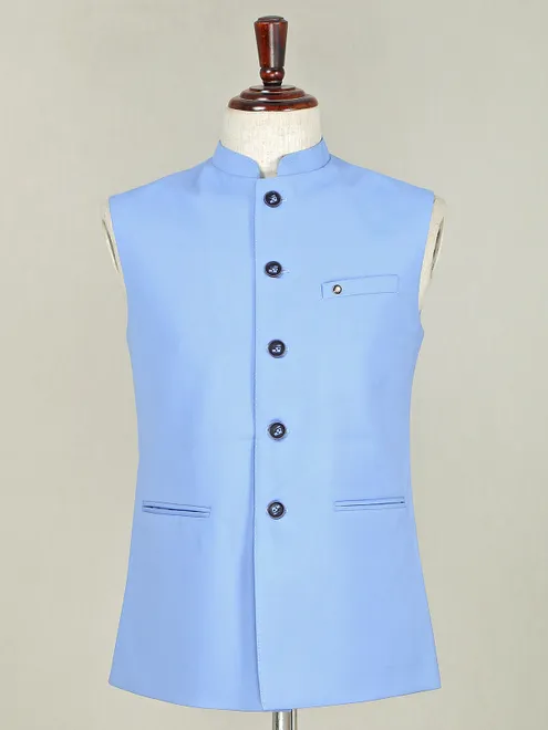 Party wear mint blue terry rayon waistcoat