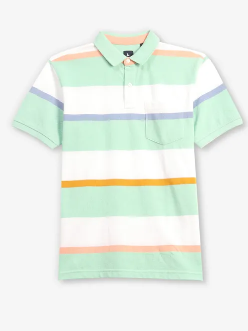PARX stripe light green polo t-shirt