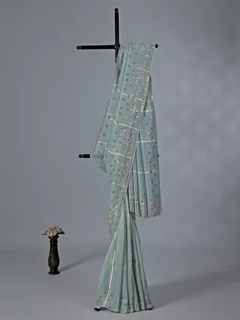 Pastel green tissue dola silk saree for wedding
