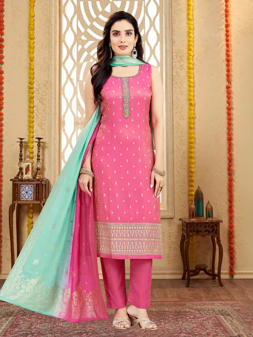Pastel pink silk festival wear salwar suit