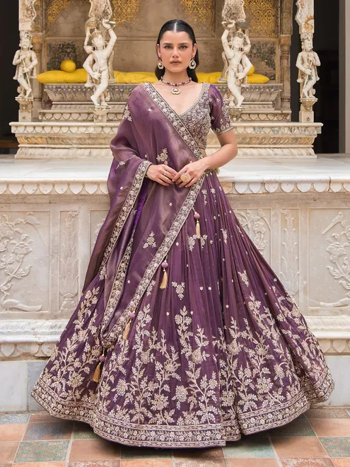 Pastel purple silk designer lehenga choli
