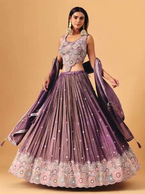 Pastel purple silk lehenga choli subtle festive elegance for women