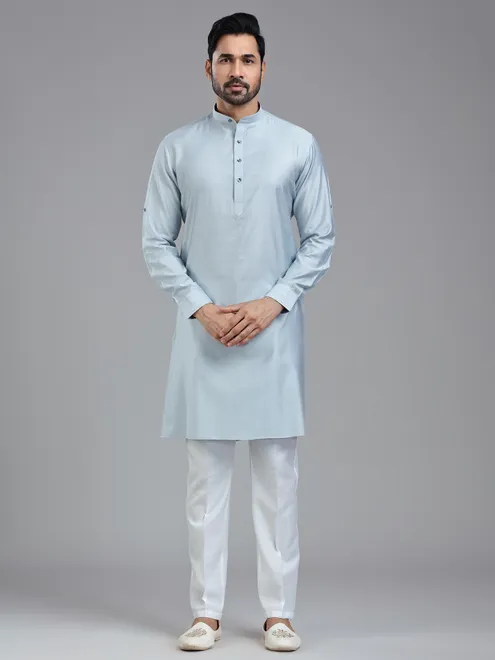 Pastle blue sober festive wear kurta pajama for men