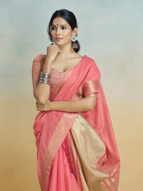 Peach silk ethereal charm saree