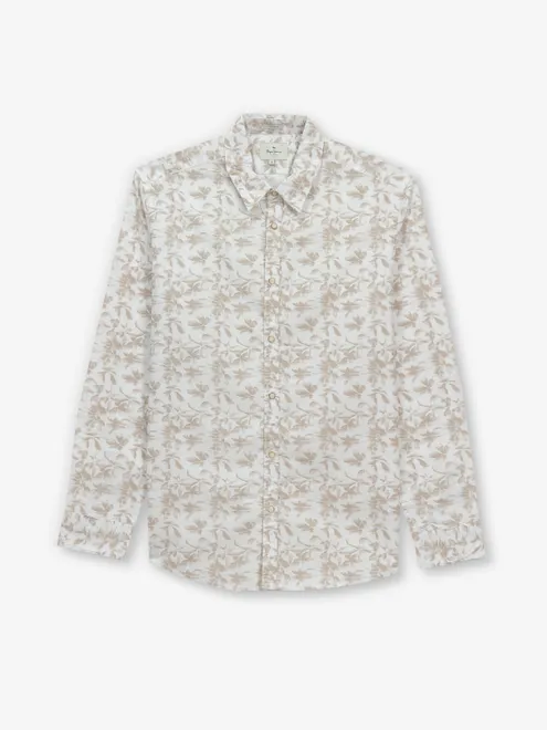 PEPE JEANS beige printed cotton shirt for men
