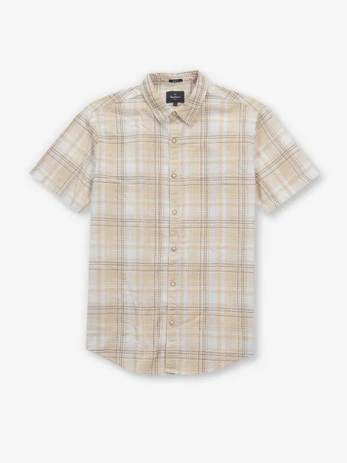 PEPE JEANS cream checks cotton shirt