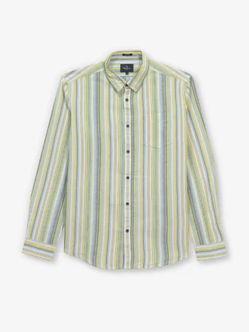 PEPE JEANS green stripe cotton shirt