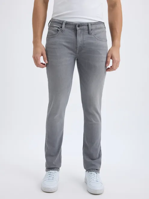 PEPE solid grey slim fit denim jeans for men