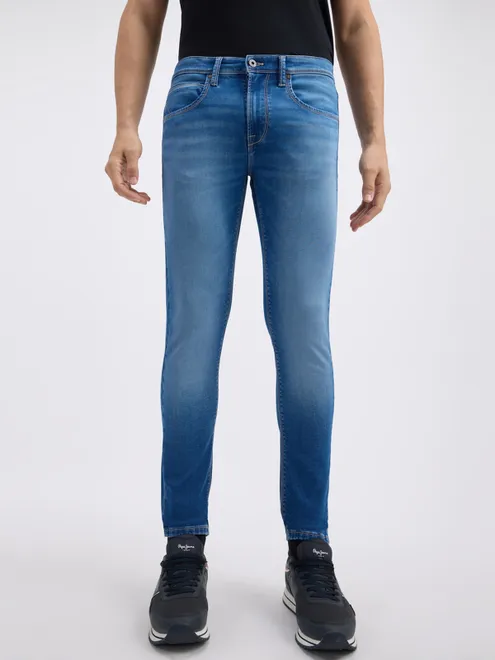 PEPE washed tint light blue mens denim jeans