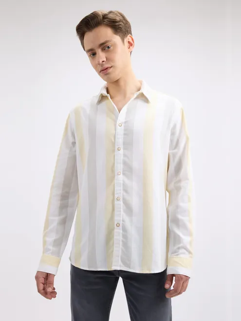 PEPE white and cream stripe cotton shirt