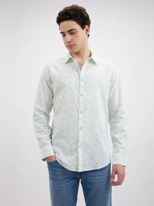 PEPE white and sage textured shirt