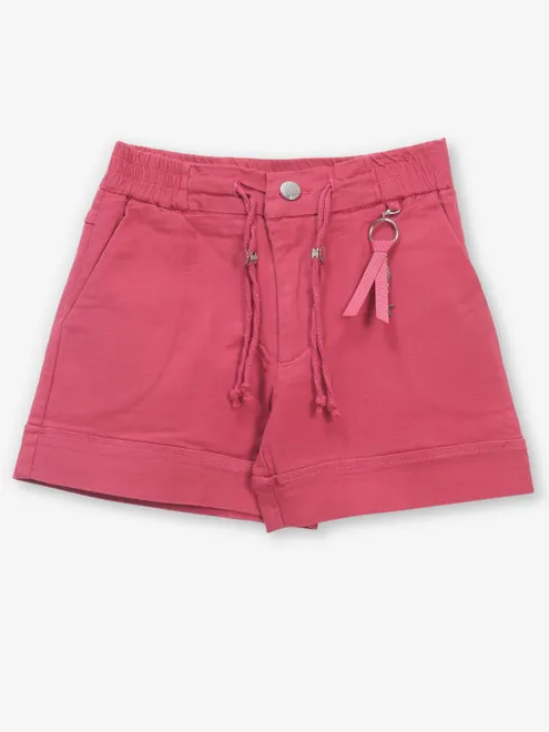Pink cotton casual shorts for girls