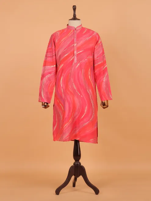 Pink cotton shaded festive kurta set for men
