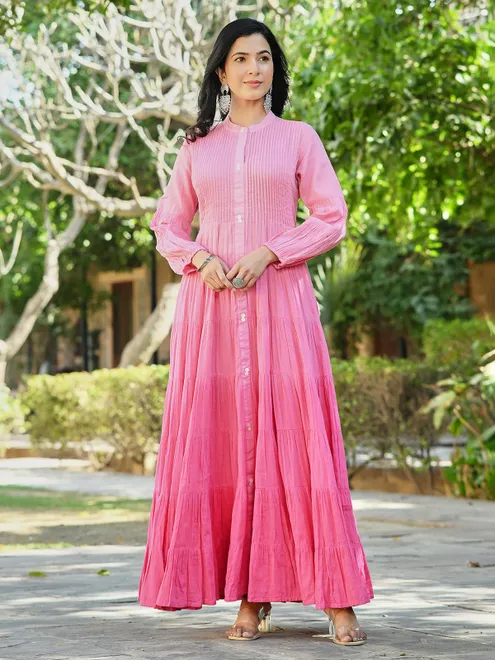 Pink cotton suit for traditional festive look