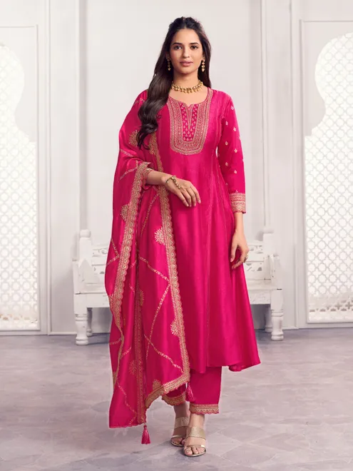 Pink majestic wedding anarkali silhouette